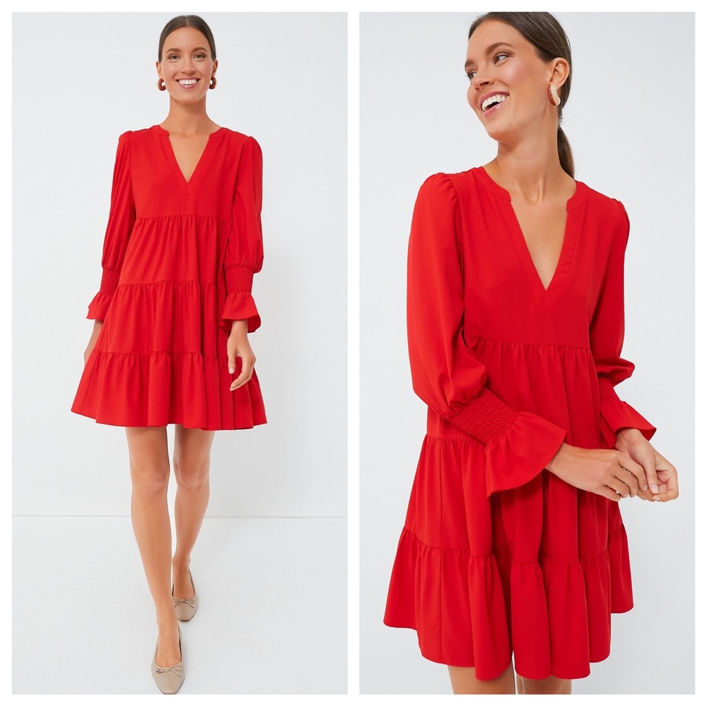 POMANDER PLACE Tuckernuck Red Crepe Kenzo Dress